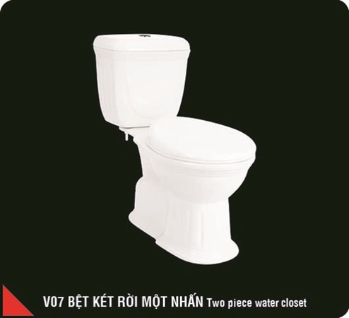 Bồn cầu 2 khối 1 nút nhấn Hảo Cảnh V07