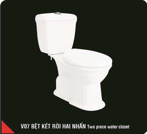 Bồn Cầu 2 khối 2 nút nhấn Hảo Cảnh V07