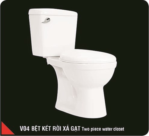 Bồn Cầu 2 khối xả gạt Hảo Cảnh V04