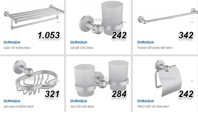 Bộ phụ kiện phòng tắm Duraqua 9500