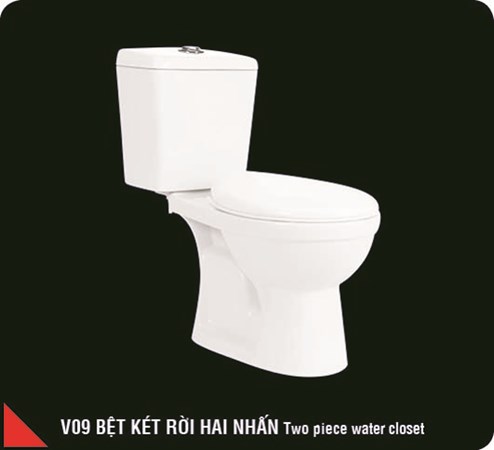 Bồn cầu 2 khối 2 nút nhấn Hảo Cảnh V09