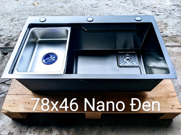 Chậu rửa chén 1 hộc Nano đen 78x46cm