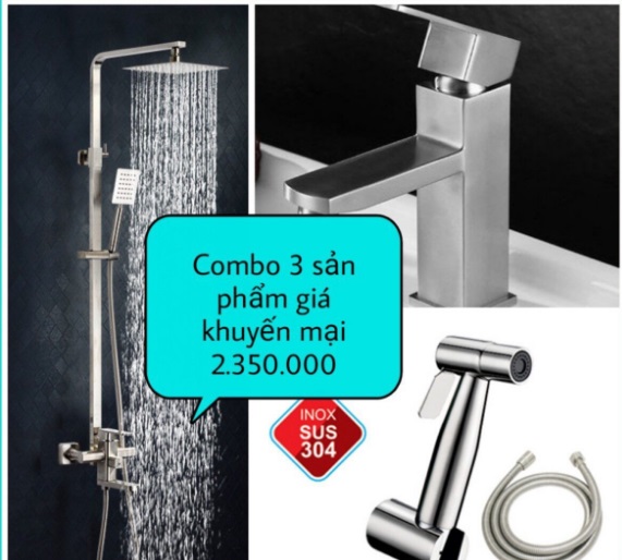 Combo sen cây nóng lạnh + vòi lavabo + xịt vệ sinh