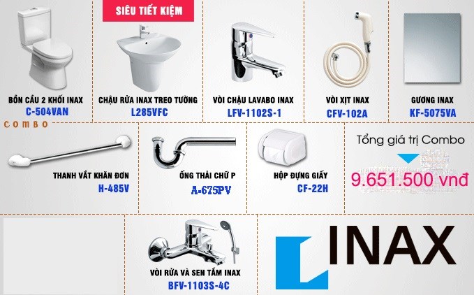 Combo thiết bị vệ sinh INAX giá rẻ