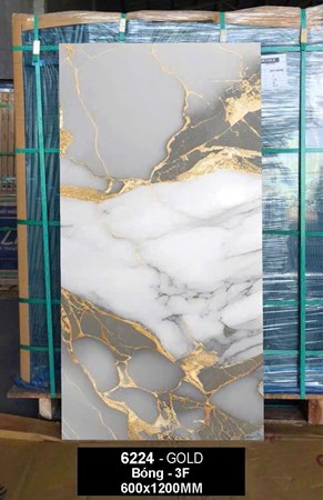Gạch Ấn Độ 60x120cm  bóng vàng ánh kim 6224