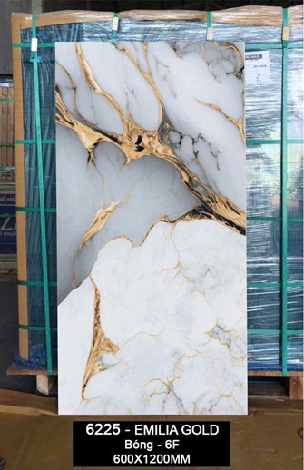 Gạch Ấn Độ 60x120cm  bóng vàng ánh kim 6225