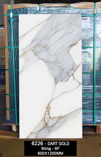 Gạch Ấn Độ 60x120cm  bóng vàng ánh kim 6226