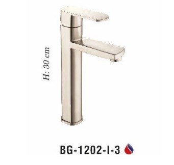 Vòi lavabo BIGGO nóng lạnh Inox 304 BG-1202-I-3 Vòi lavabo BIGGO nóng lạnh Inox 304 BG-1202-I-3