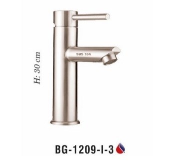Vòi lavabo BIGGO nóng lạnh Inox 304 BG-1209-I-3 Vòi lavabo BIGGO nóng lạnh Inox 304 BG-1209-I-3