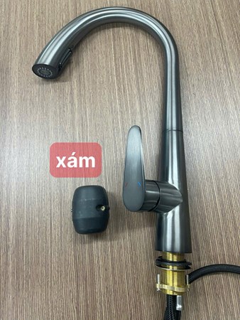 Vòi rửa chén nóng lạnh dây rút xám SD02